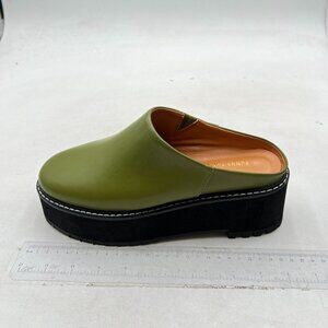 FSJ Womens Platform Mules Slip On Sandals Closed Toe Clogs Slippers Green Shoes